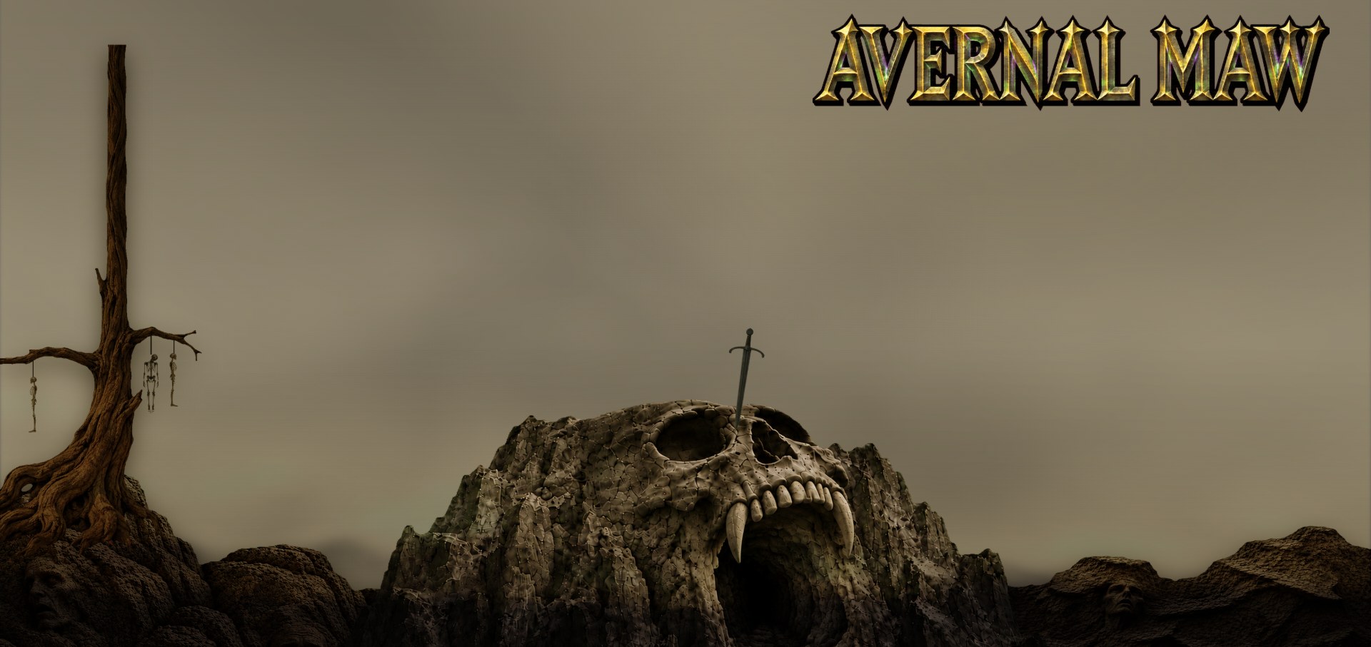 Title art variant with the sword embedded above the skull